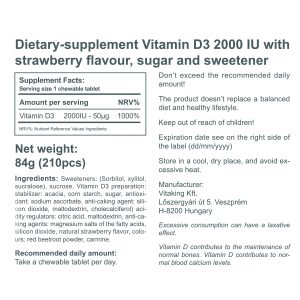 Vitamin D3 2000IU Strawberry-flavoured (210)