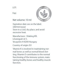 Vitamin D3 + K2 + K1 drops 10ml (160 servings)